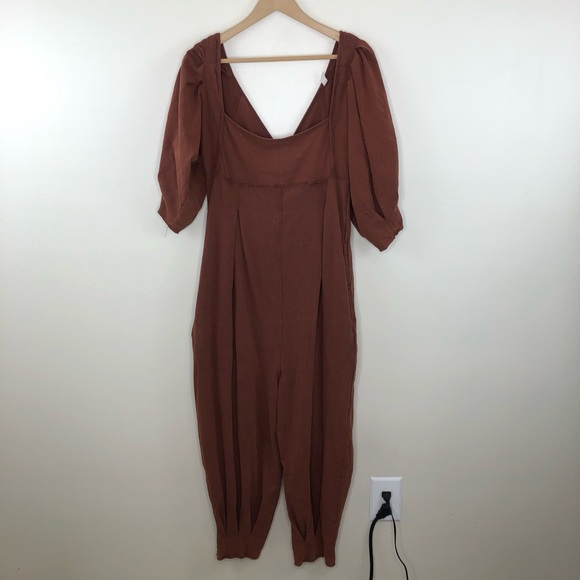 Free People Lotta Love Pleated Jumpsuit Brown Size Medium - Picture 3 of 15